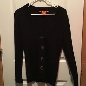 Tory Burch Merino Wool gold logo button sweater